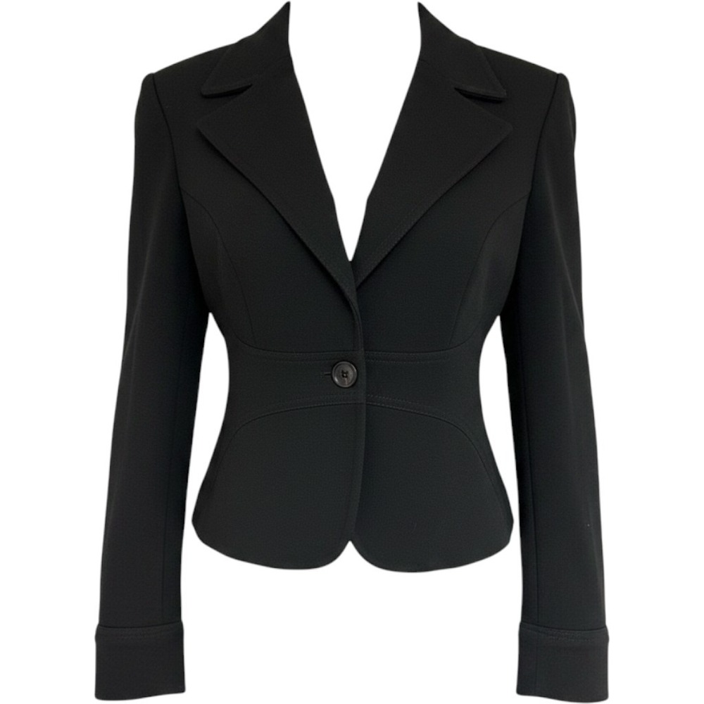 Bebe Womens Black Cropped Blazer Single Button Tailored Jacket 14752101-8602